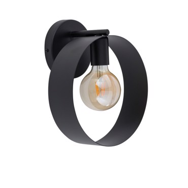 NG Santas Απλίκα Τοίχου Μεταλλική Μαύρη E27 Φ25cm 204-C-BL